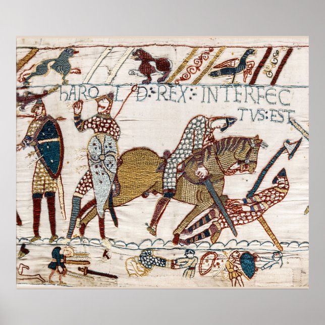 Affiche TAPESTRE BAYEUX Mort du roi Harold à la bataille (Devant)