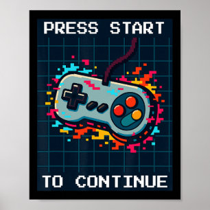 Affiche Tapez Start Pour Continuer Rétro Gamer Anniversair