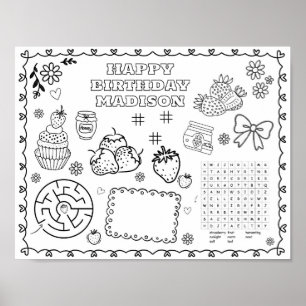 Affiche Tapis de coloriage de joyeux anniversaire à la fra