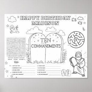 Affiche Tapis de coloriage des dix commandements modifiabl