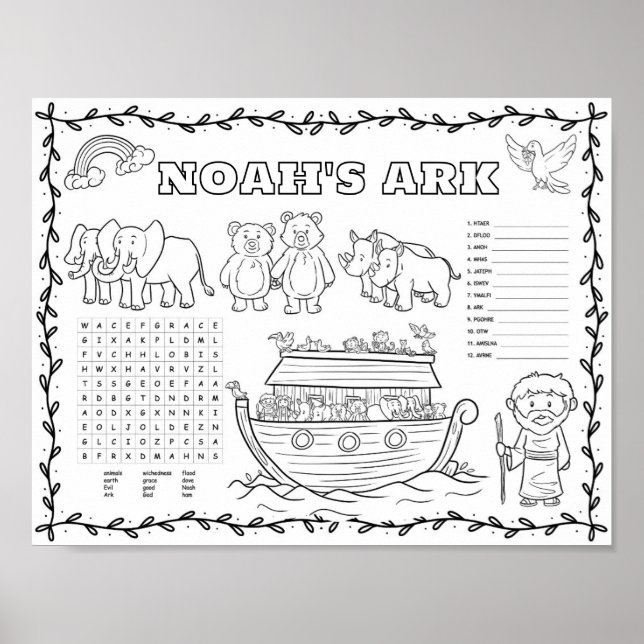 Affiche Tapis de coloriage éditable de l'arche de Noé  (Devant)