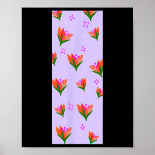 Affiche Tapis de yoga à graphisme de fleurs de lune Flores