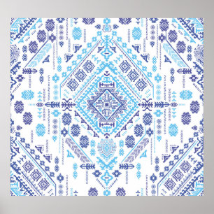 Affiche Tapis en cachemire indien, motif de mandala ethniq