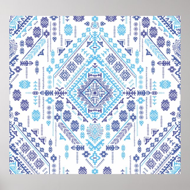 Affiche Tapis en cachemire indien, motif de mandala ethniq (Devant)