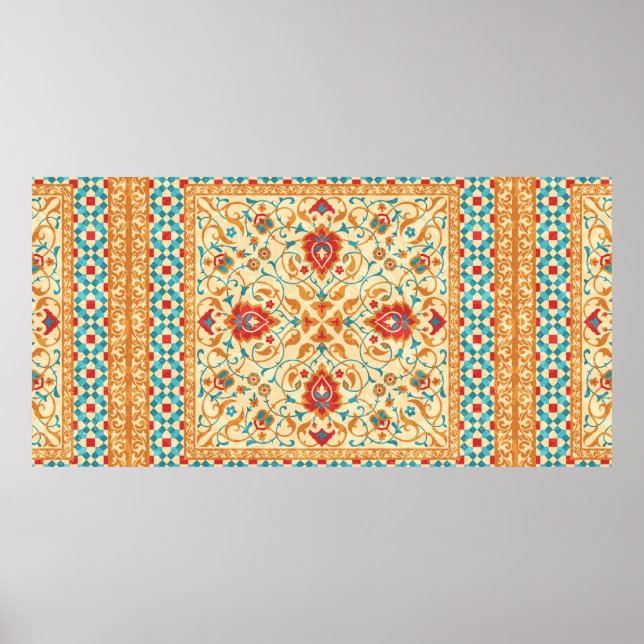 Affiche Tapis oriental, motif ornemental ornemental, stylé (Devant)