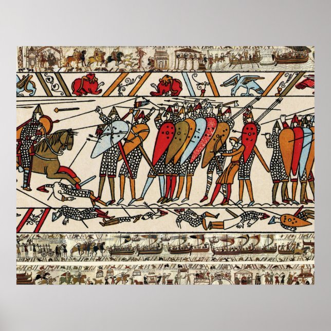 AFFICHE TAPISERIE DE BAYEUX,BATAILLE DE HASTINGS,CHEVALIER (Devant)