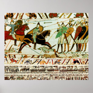 AFFICHE TAPISSERIE BAYEUX, BATAILLE DE HASTINGS, CHEVALIER