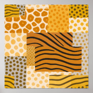 Affiche Tapisserie composite de safari à couleur plate