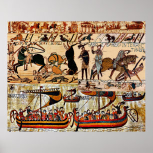 AFFICHE TAPISSERIE DE BAYEUX, CHEVALIERS NORMAUX, ARCHEURS
