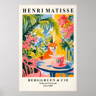 Affiche Tapisserie de café Shiba Inu style Matisse Art de