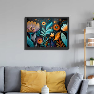Affiche Tapisserie florale boho moderne