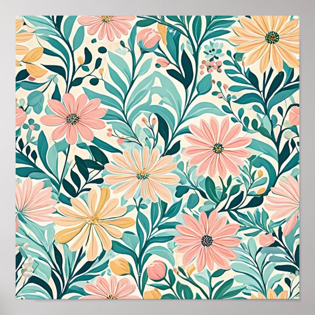 Affiche Tapisserie florale dynamique (Devant)