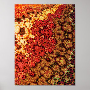 Affiche Tapisserie fractale kaléidoscope ambre ardent