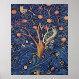 Affiche Tapisserie Pic-vert de William Morris modèle bleu