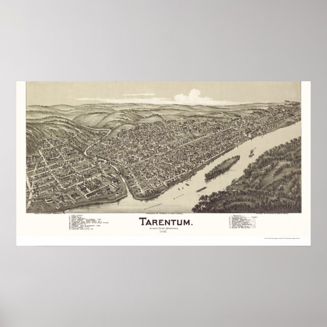 Affiche Tarentum, PA Carte panoramique - 1901 (Devant)