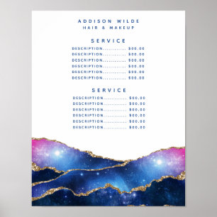 Affiche Tarif du service de la galaxie d'agate de script d