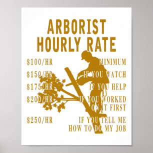 Affiche Tarif horaire d'arboriste drôle grimpeur d'arbres