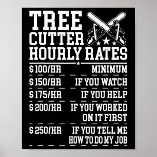 Affiche Tarif horaire de coupeur d'arbres drôle bûcheron a