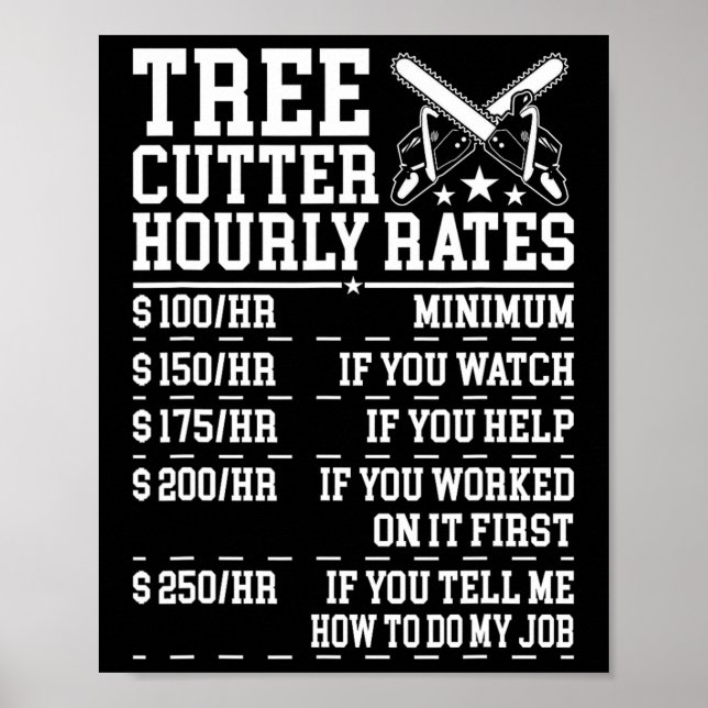 Affiche Tarif horaire de coupeur d'arbres drôle bûcheron a (Devant)