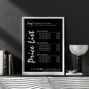 Affiche Tarif minimaliste simple noir et blanc