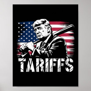 Affiche Tarifs Trump Usa Drapeau Commerce Puissance Drôle