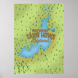 Affiche Tarn Hows, district des lacs, carte de voyage.