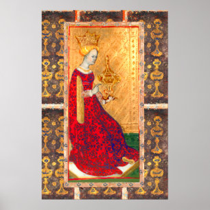 AFFICHE TAROQ ANTIQUE RENAISSANCE / REINE DE COUPES