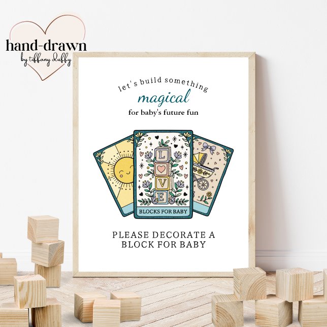 Affiche Tarot Baby Shower Frameable Blocks for Baby Sign (Créateur téléchargé)