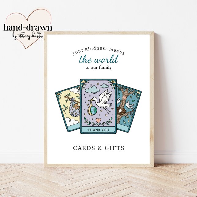 Affiche Tarot Baby Shower Frameable Gift Table Sign (Créateur téléchargé)