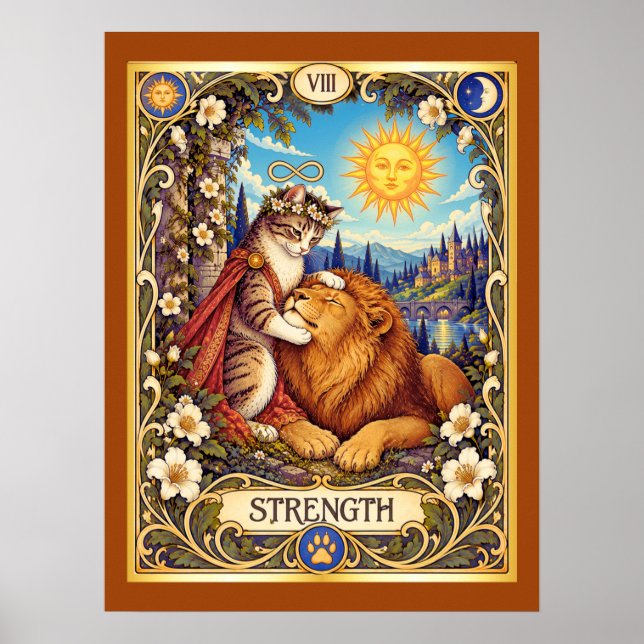 Affiche Tarot Cat Force - Courage et Compassion (Devant)
