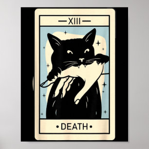 Affiche Tarot Chat Noir Mort Halloween Sorcière Amateur de