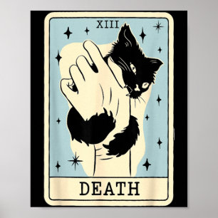 Affiche Tarot Chat Noir Mort Halloween Sorcière Amateur de