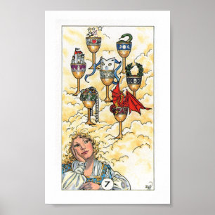 Affiche Tarot en bois de Robin - sept de tasses