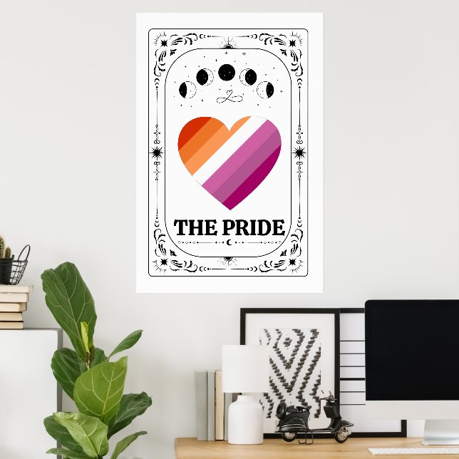 Affiche Tarot LGBTQ Fierté Lesbienne Gay Trans Queer Arc-e (Bureau à domicile)