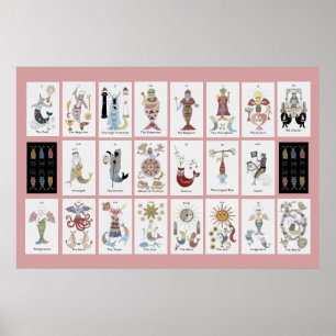 Affiche Tarot Majeur Arcane chat sirène