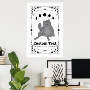 Affiche Tarot personnalisable pour amoureux de chats, zodi