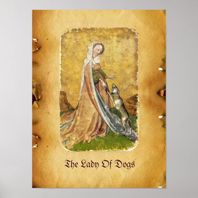 Affiche Tarots antiquaires /Cartes de cour allemandes/Dame (Devant)