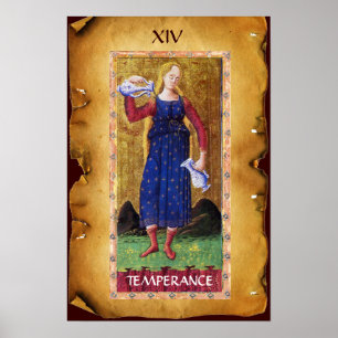 AFFICHE TAROTS DE RENAISSANCE ANTIQUE 14 / TEMPÉRANCE