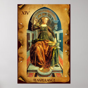 AFFICHE TAROTS DE RENAISSANCE ANTIQUE 14 / TEMPÉRANCE
