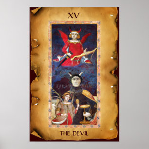 AFFICHE TAROTS DE RENAISSANCE ANTIQUE 15 / LE DIABLE