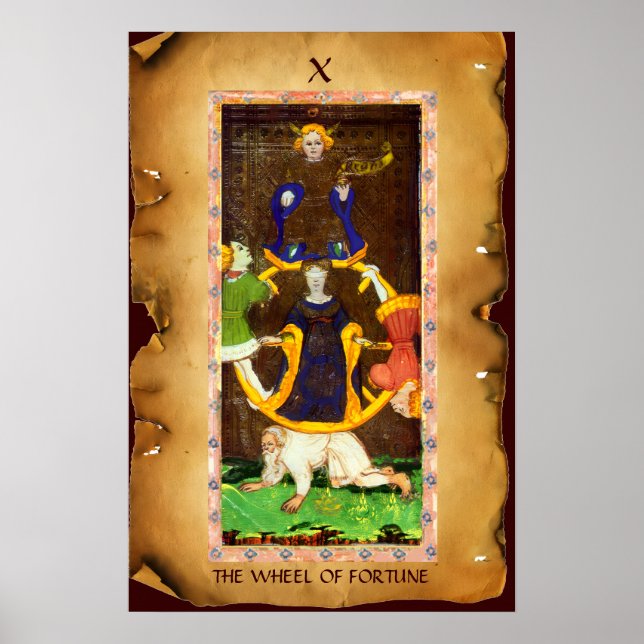 AFFICHE TAROTS RENAISSANCE ANTIQUES 10/LA ROUE DE LA FORTU (Devant)