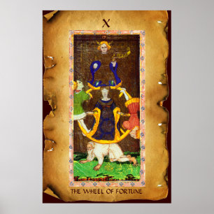 AFFICHE TAROTS RENAISSANCE ANTIQUES 10/LA ROUE DE LA FORTU