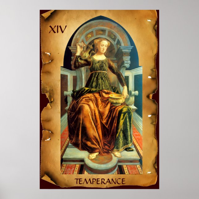 AFFICHE TAROTS RENAISSANCE ANTIQUES  14 / TEMPÉRANCE (Devant)