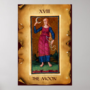 AFFICHE TAROTS RENAISSANCE ANTIQUES 18 / LA LUNE