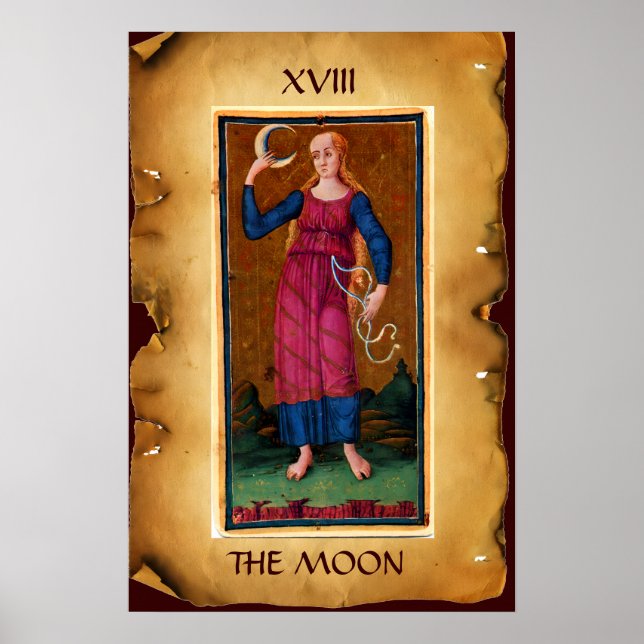 AFFICHE TAROTS RENAISSANCE ANTIQUES 18 / LA LUNE (Devant)