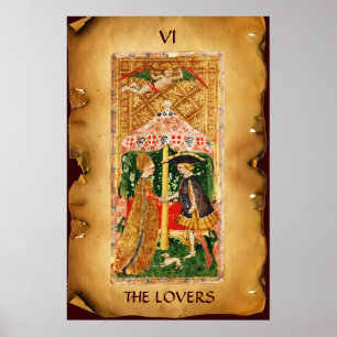 AFFICHE TAROTS RENAISSANCE ANTIQUES 6 / LES AMANTS