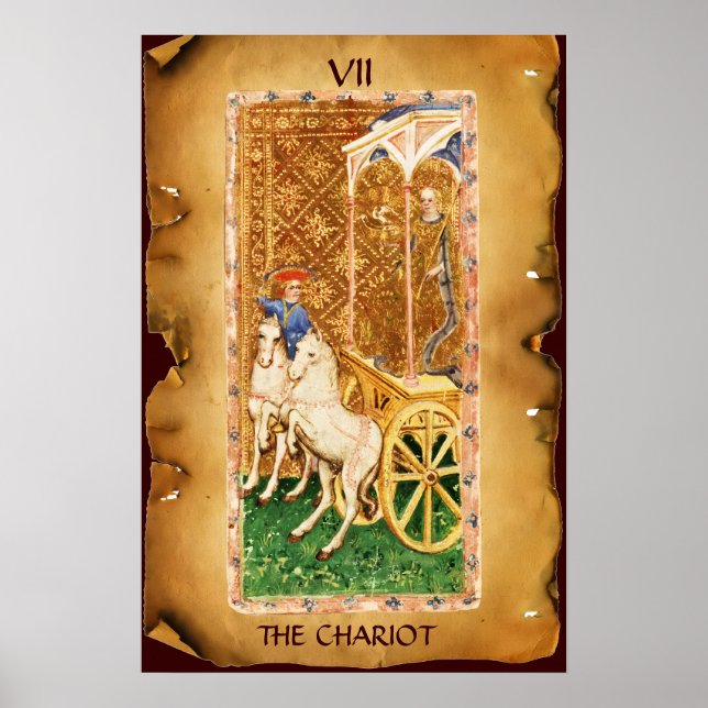 AFFICHE TAROTS RENAISSANCE ANTIQUES  7 / LE CHARIOT (Devant)