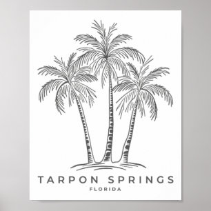 Affiche Tarpon Springs Floride Fl Vacances à la Plage Palm