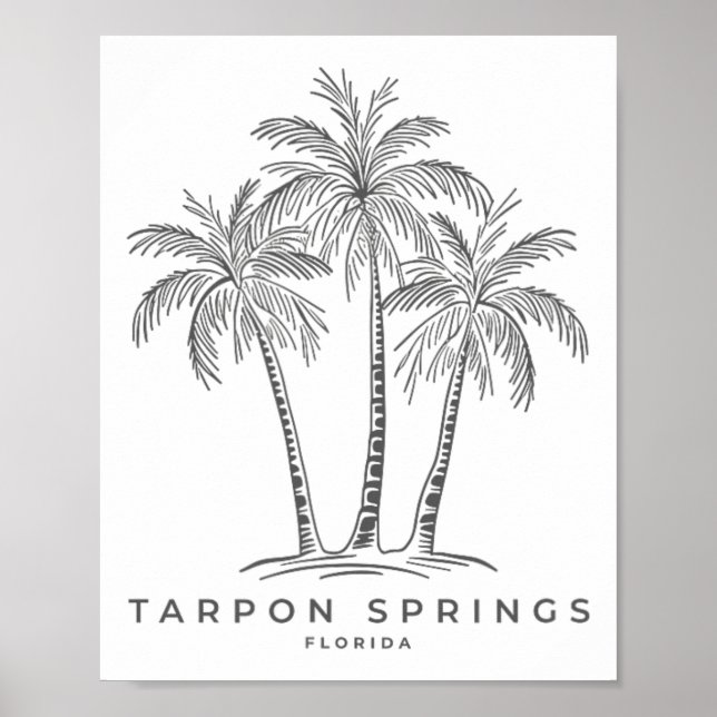 Affiche Tarpon Springs Floride Fl Vacances à la Plage Palm (Devant)