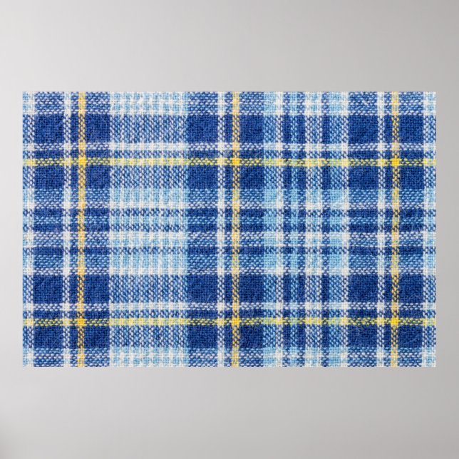 Affiche Tartan bleu et jaune ou arrière - plan plaid pour  (Devant)